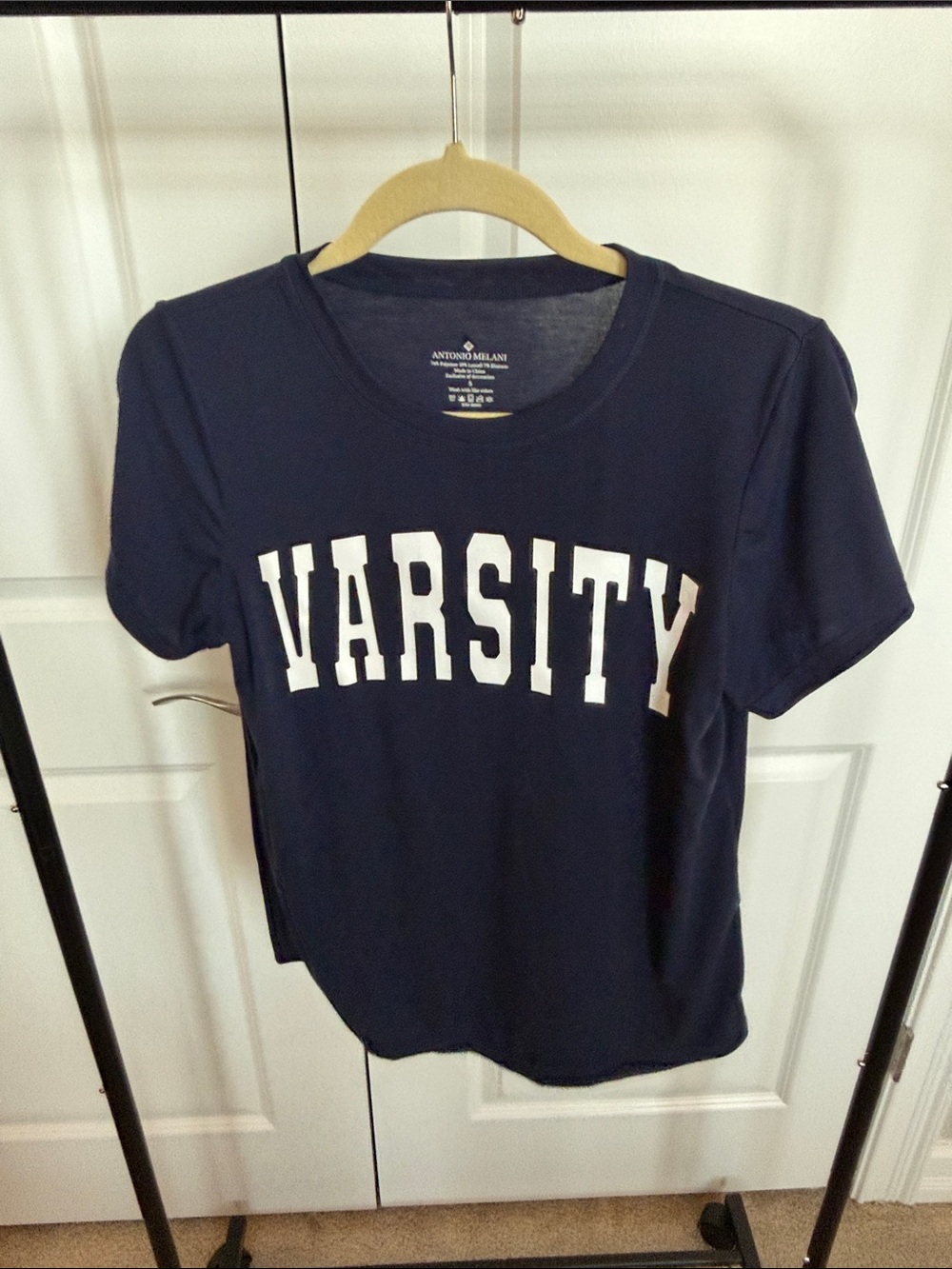ANTONIO MELANI Navy Graphic Varsity Short Sleeve Tee